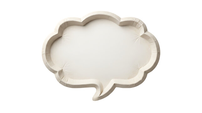 White cloud-shaped speech bubble isolated on transparent background