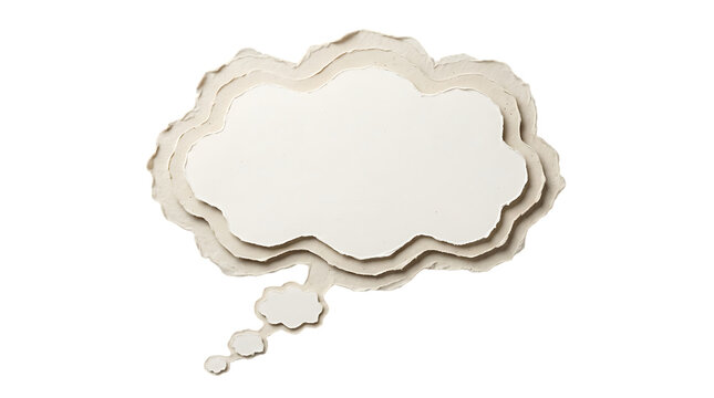 White paper cloud thought bubble isolated on transparent background