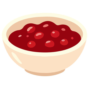 Bowl of cranberry sauce Thanksgiving holiday condiment side dish vector illustration