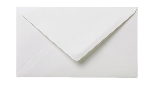 Plain white paper envelope with triangular flap, isolated on transparent background