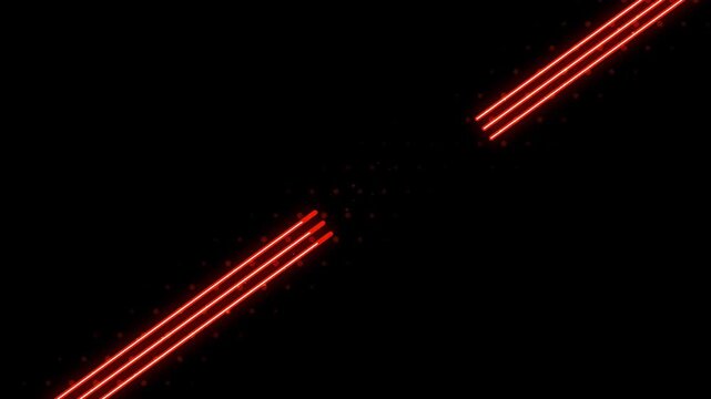Red laser beam moving across dark background, light glow