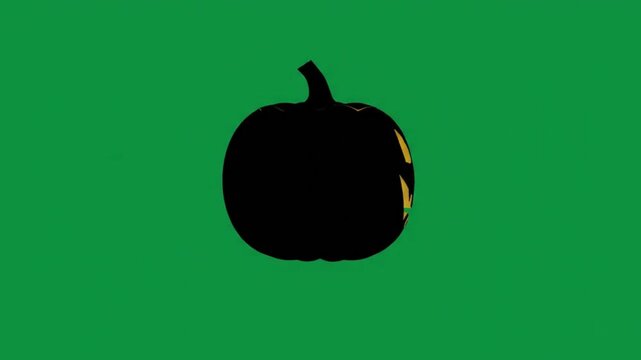 Rotting jack-o-lantern with hellfire flames 4k green screen for halloween.