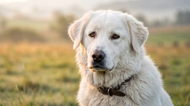 maremma sheepdog close up at morning light in tuscany italy video