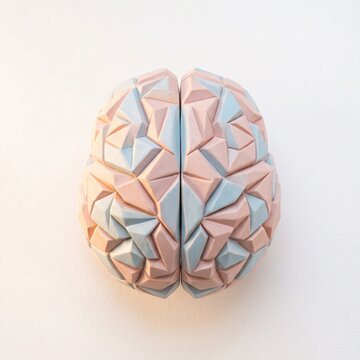 Geometric ceramic creative brain structure in pastel colors isolated on white