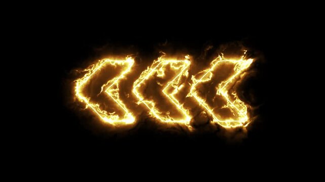 Flame shaped like three arrows bursting against dark background