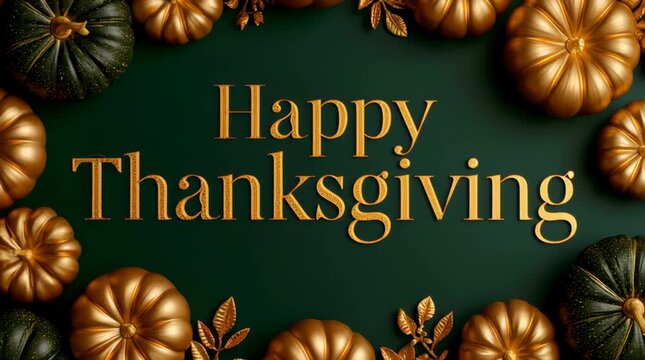 happy Thanksgiving greeting with pumpkins animation