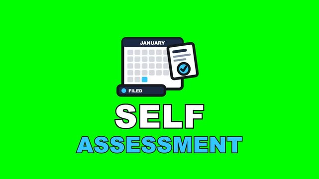 4K green screen SELF ASSESSMENT animated text - the calendar burning down to the deadline, kinetic typography accounting overlay for bookkeeping content and social media, chroma key