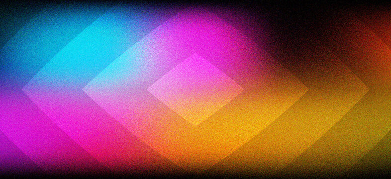 Abstract geometric background with soft gradient diamond shapes in vibrant blue, pink, and yellow colors with a grainy texture