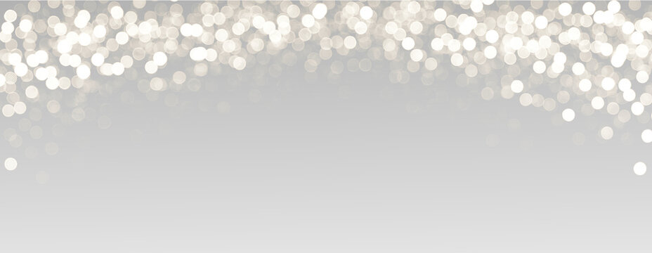 Soft white glowing bokeh lights border on transparent background, image is an isolated PNG overlay. Festive Christmas illuminated garland overlay. Shimmering luminous particle effect