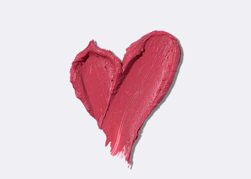 Lipstick texture arranged in heart form