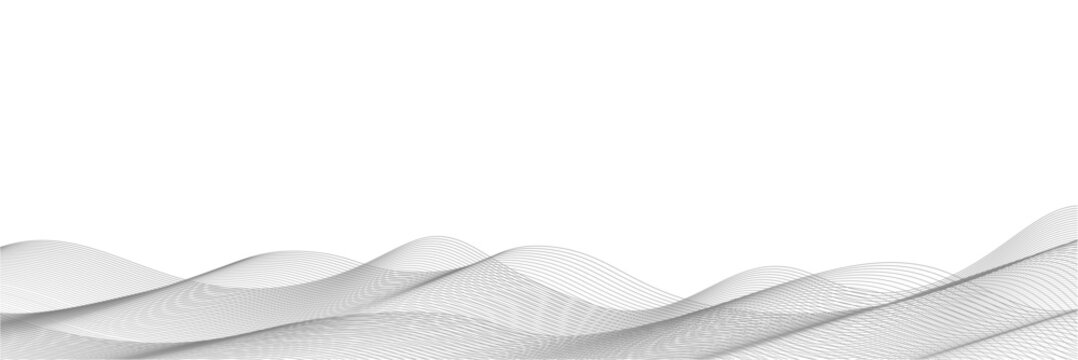 Abstract gray overlapping linear wave terrain graphic design element.