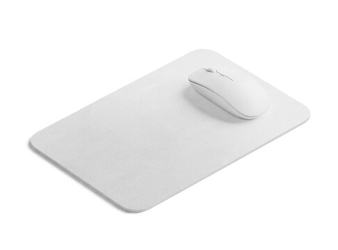 Mouse Pad with Wireless Mouse on White Background