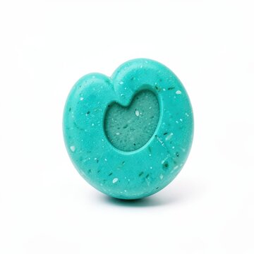 Turquoise worry stone with thumb indentation representing soothing comfort and stress relief on white background
