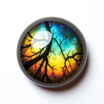 Vibrant rainbow labradorite cabochon with iridescent labradorescence on white background