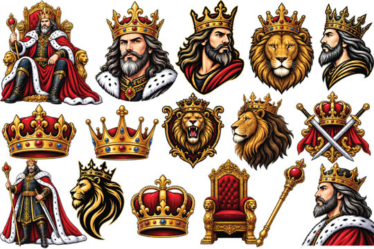Royal King Art &ndash; Majestic Crown, Regal Ruler and Luxury Medieval Illustration
