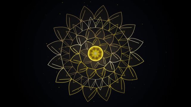 Luxury Gold Mandala Sacred Geometry Rotating Rings Loop Background