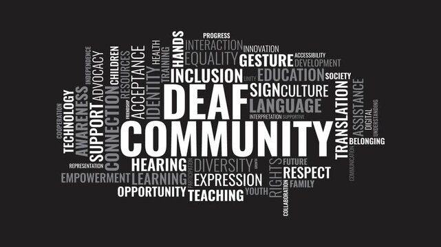 Deaf Community Word Cloud Animation Featuring Sign Language Awareness 
