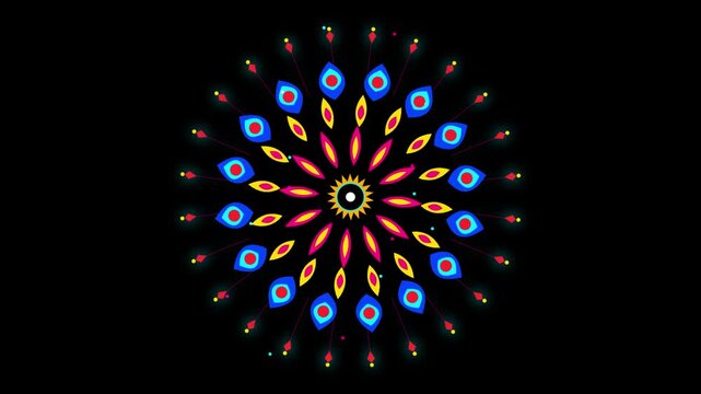 Neon Pink Sacred Mandala Loop Geometric Meditative Motion Graphic