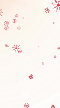 Digital animation of red snowflakes icons falling against white background
