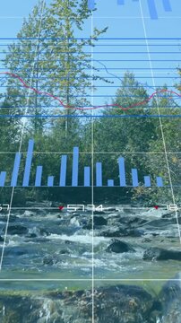 Animation of statistical data lines, charts and graphs on digital display