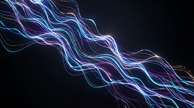 Abstract dna helix with glowing blue dots