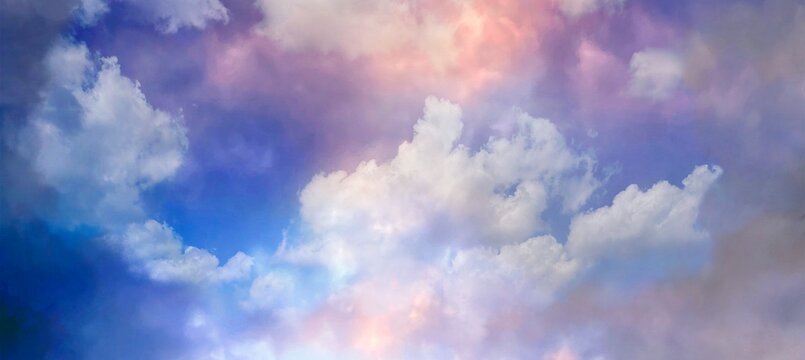天国へ続く雲と降り注ぐ太陽光のスピリチュアルな背景画