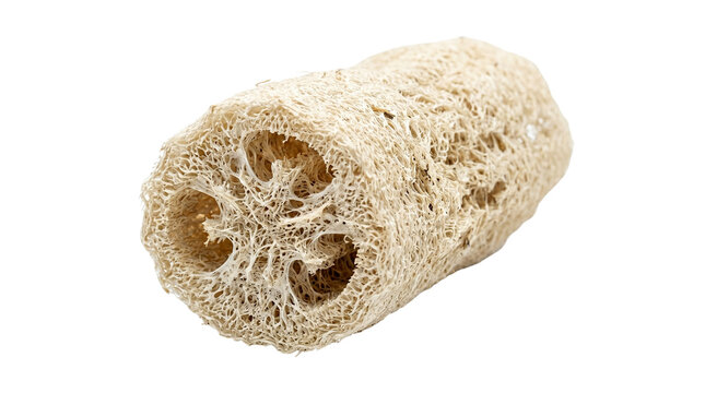 Natural loofah sponge for body care, organic luffa scrub for exfoliation, eco-friendly fibrous bath accessory for skincare isolated PNG with Transparent Background