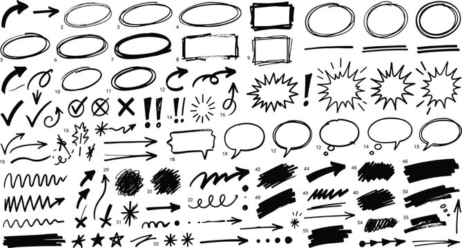 Handdrawn doodle elements set