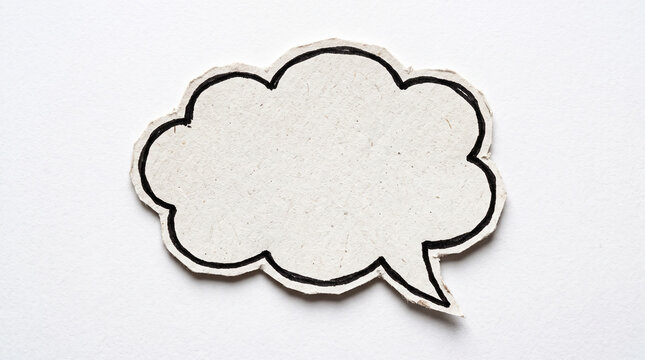 Hand drawn cloud shape speech bubble sticker on white background.