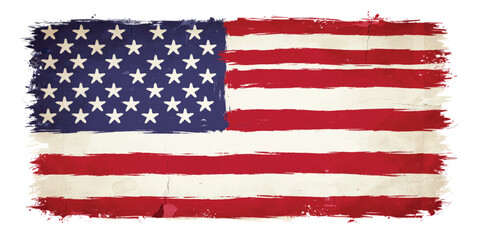 Fototapeta premium Grunge American Flag Background with Distressed Stars and Stripes for Patriotic United States National Symbol, Freedom, Patriotism and Vintage Americana Design