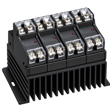 Solid State Relay 4 Channel Industrial Automation Module with Aluminum Heatsink Transparent Background PNG