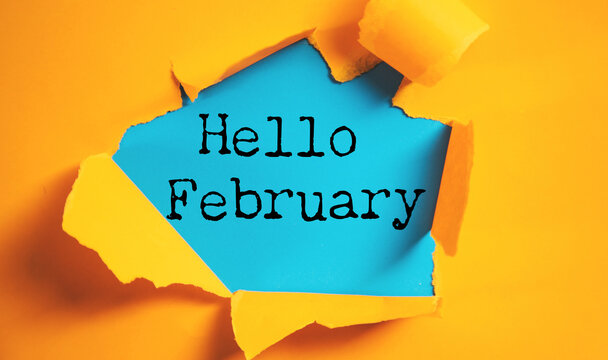 Hello February text on paper