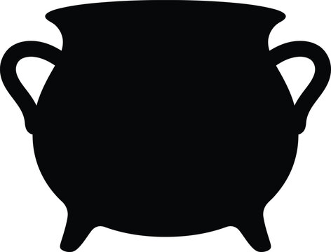 Cauldron silhouette vector. Witch pot vector icon