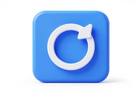 Blue square refresh icon with white circular arrow for web updates.