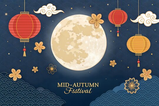 Mid Autumn Festival Premium Celebration Background, Luxury Mid Autumn Mooncake Festival Celebration Background