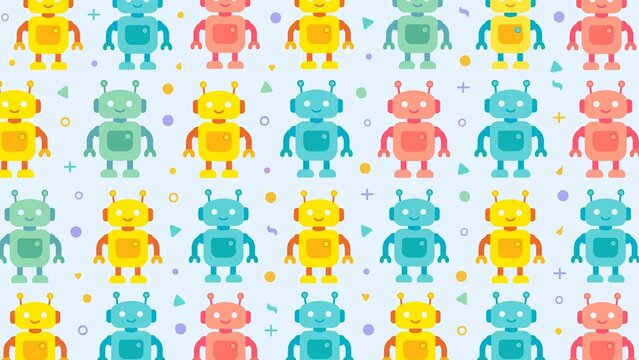 Set of humanoid robot poses flat icons