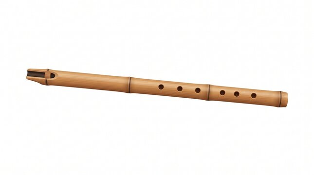 Traditional Indonesian Suling Bamboo Flute Isolated on White Background Three Dimensional Illustration of Woodwind Musical Instrument