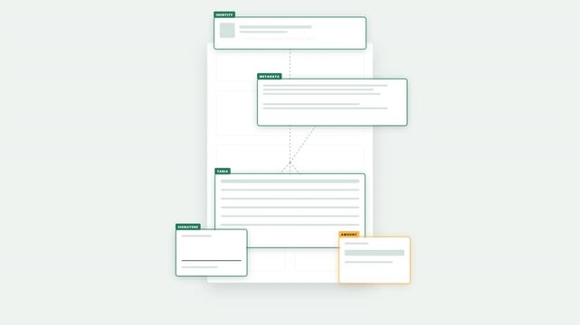 AI Document Disassembly and Semantic Data Decomposition Motion Graphic