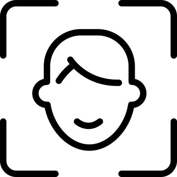 Face Scan Icon PNG with Head Outline and Corner Brackets, Isolated on Transparent Background