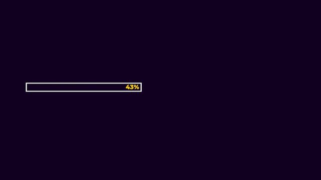 Loading Progress Bar 0 to 100 Percent Animation on Black Background