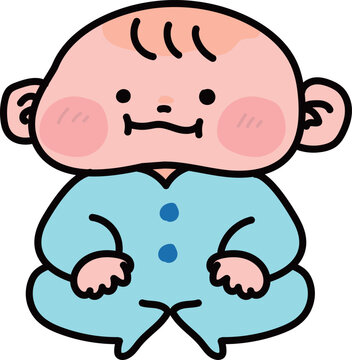 座ってる赤ちゃんのかわいいイラスト