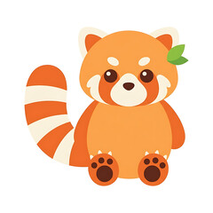 Obraz premium Cute Red Panda Kawaii Animal Illustration on Transparent Background Isolated on White