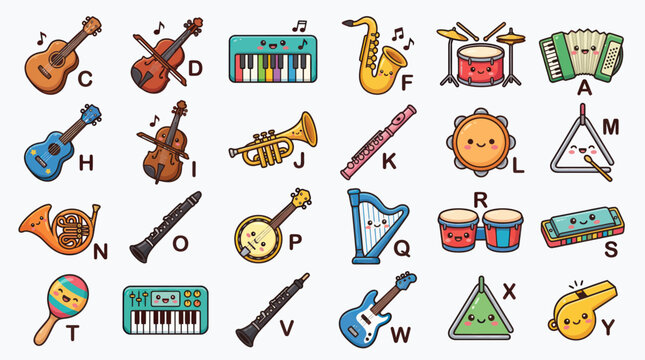 Musical instruments alphabet learning set