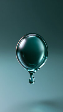 Floating Liquid Droplet Serum on Teal Background