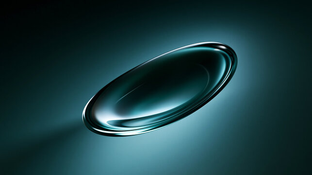 Futuristic Metallic Oval Shape on Teal Background
