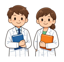 Fototapeta premium PNG Cartoon doctors holding books
