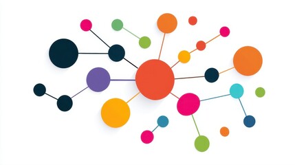 Obraz premium A creative mind map chart clipart, brainstorming process element, colorful connected nodes, flat design, isolated on white background. 