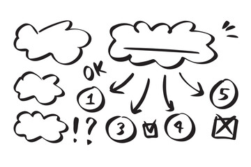 Obraz premium Cloud planning sketch line drawing elements. hand drawn icons for business cloud sketch
