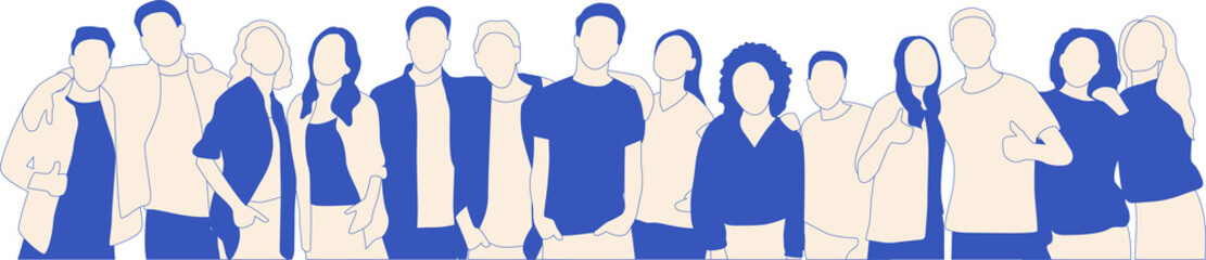 Fototapeta premium Different people standing side by side together. 