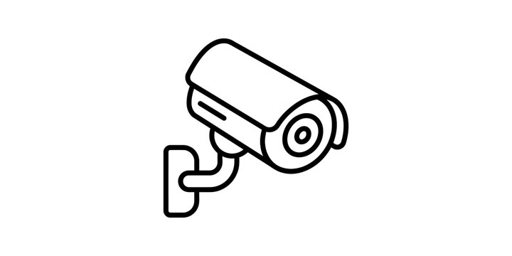 Cctv surveillance camera line icon for security system monitoring.